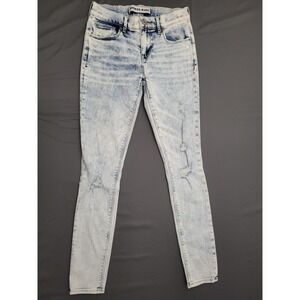 Express Jeans Mia Mid Rise Legging Skinny Acid Wash Distressed Blue 0 Distressed